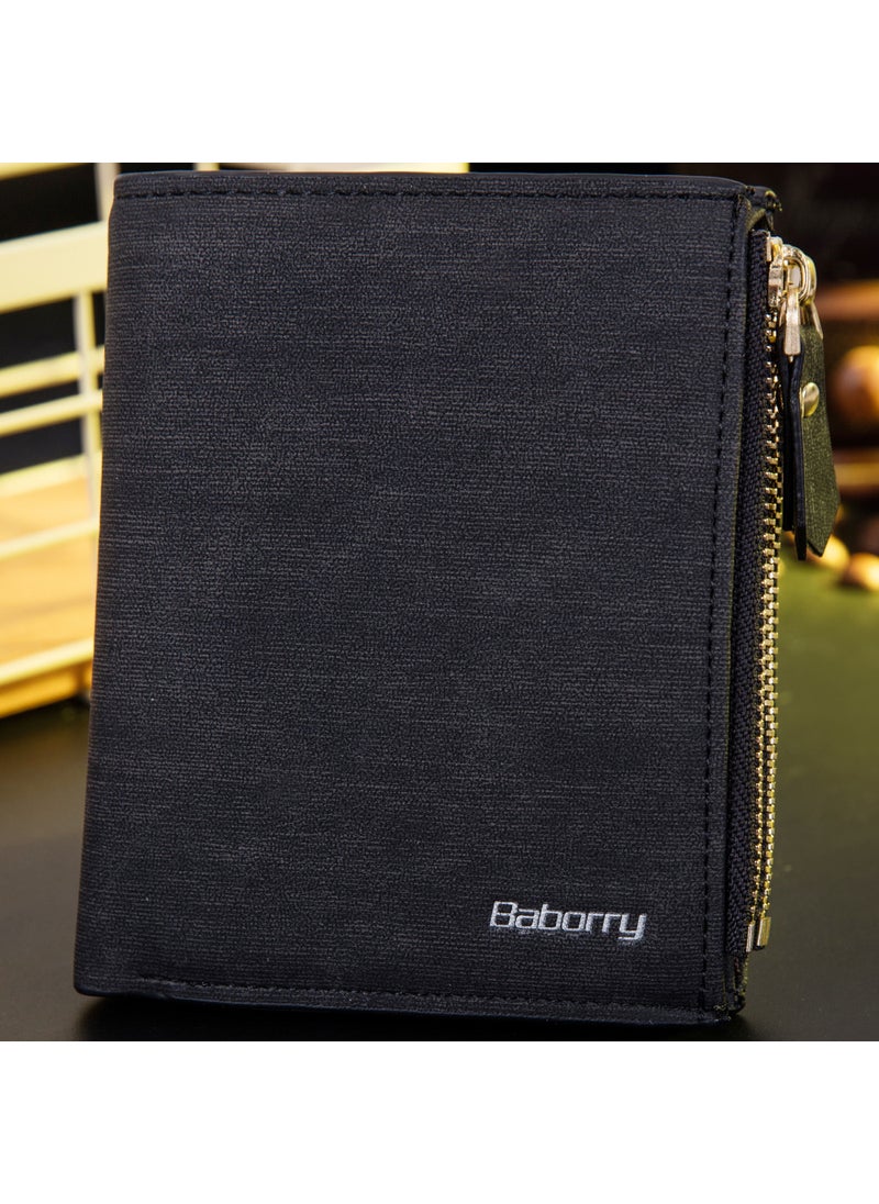 rfid new mens wallet card bag wholesale short wallet mens anti RFID Mens bagBlack Black