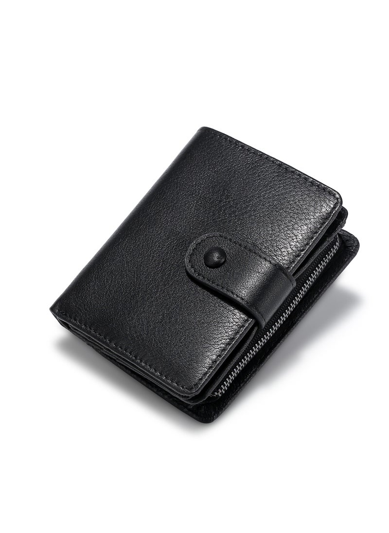 New Hot Genuine Leather Mens Wallet RFID BlockingBlack Black