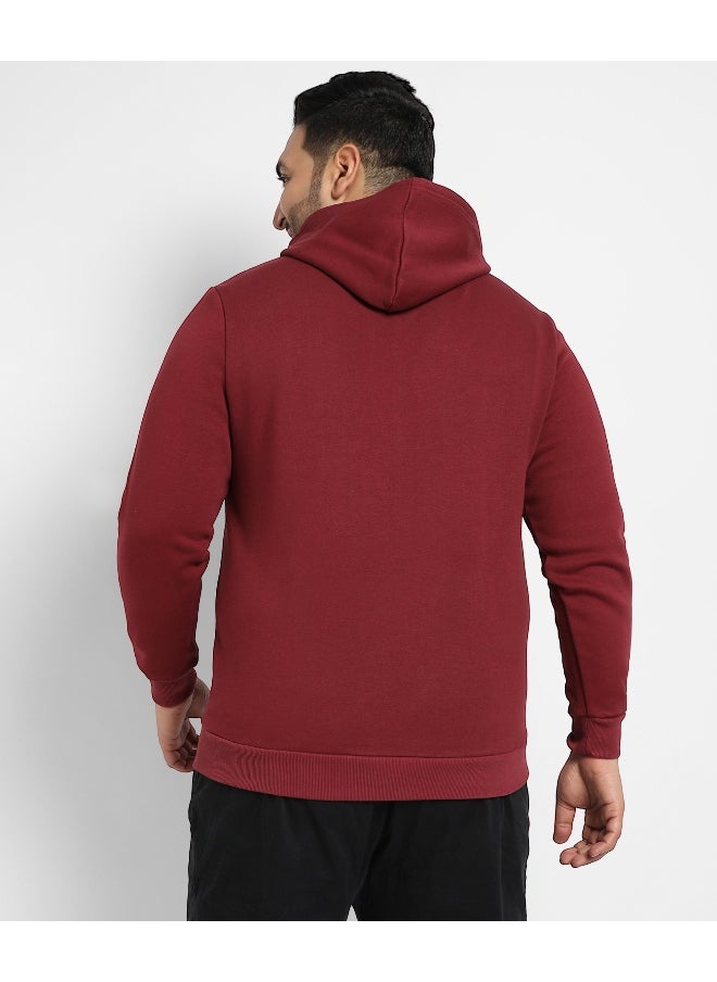 Instafab Plus Men's Maroon Red Shoot For Goals Hoodie With Kangaroo Pocket