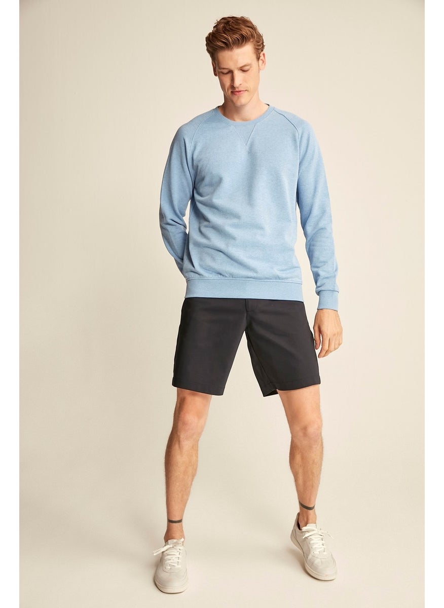 Travis Blue Color Crew Neck Sweatshirt M