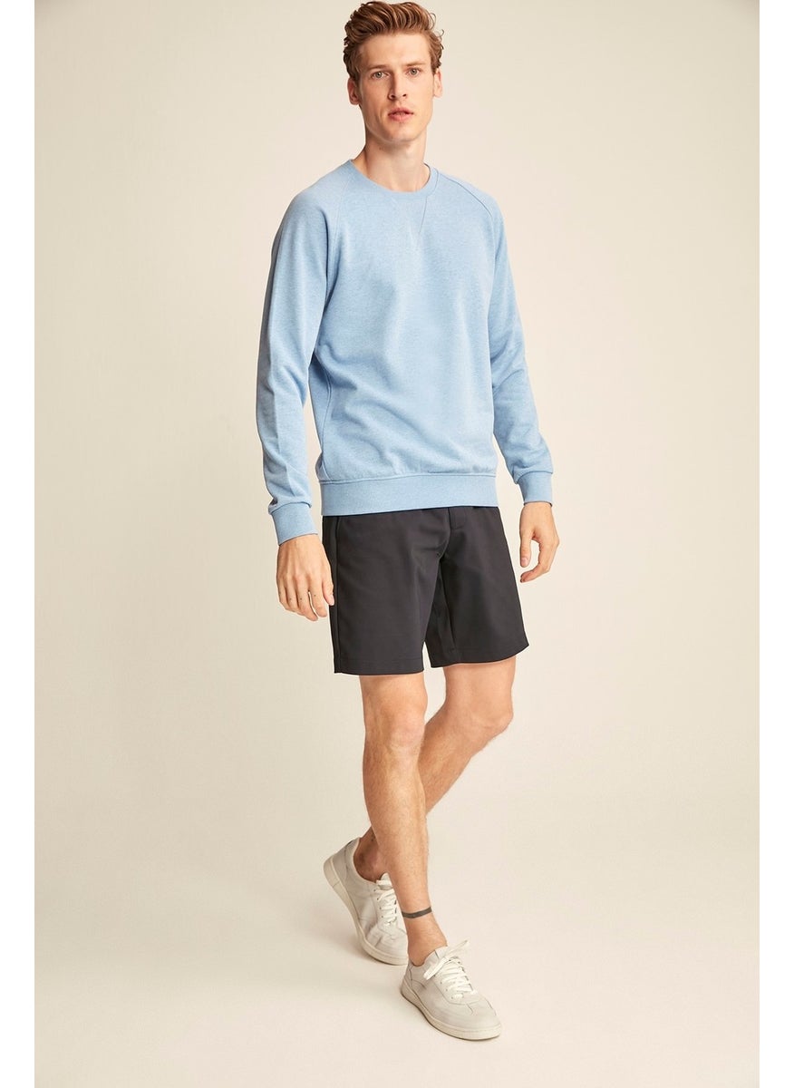 Travis Blue Color Crew Neck Sweatshirt M