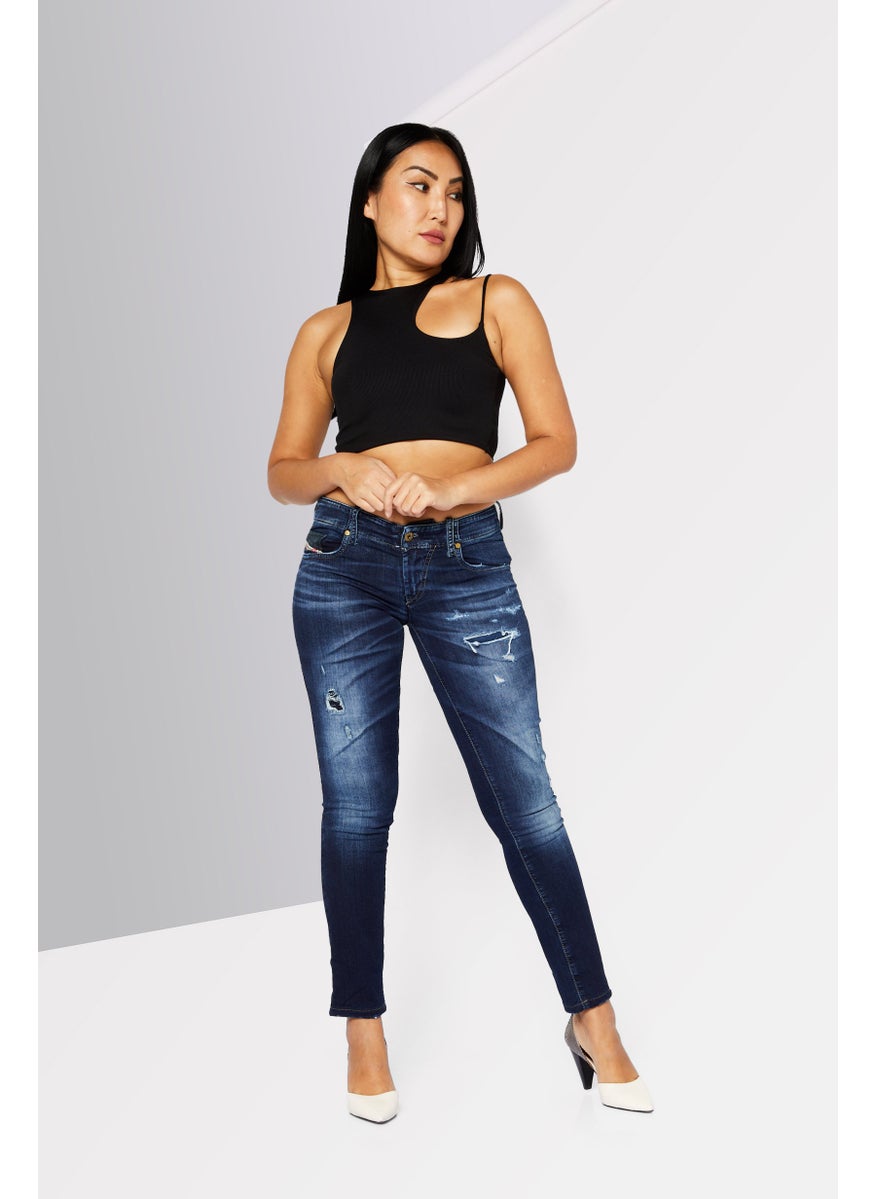 Women Super Skinny Fit Wash Stretchable Denim, Navy