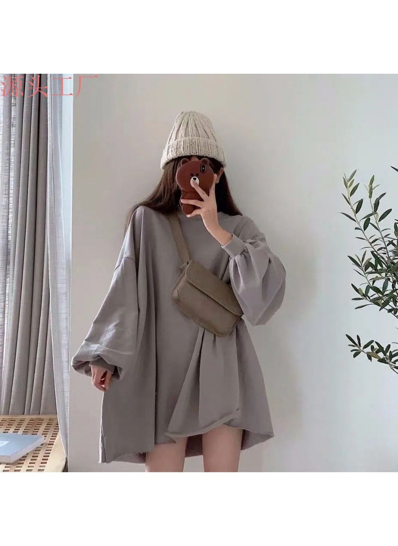 Plus Size 300kg Lazy Style Loose Sweater for Women milk gray