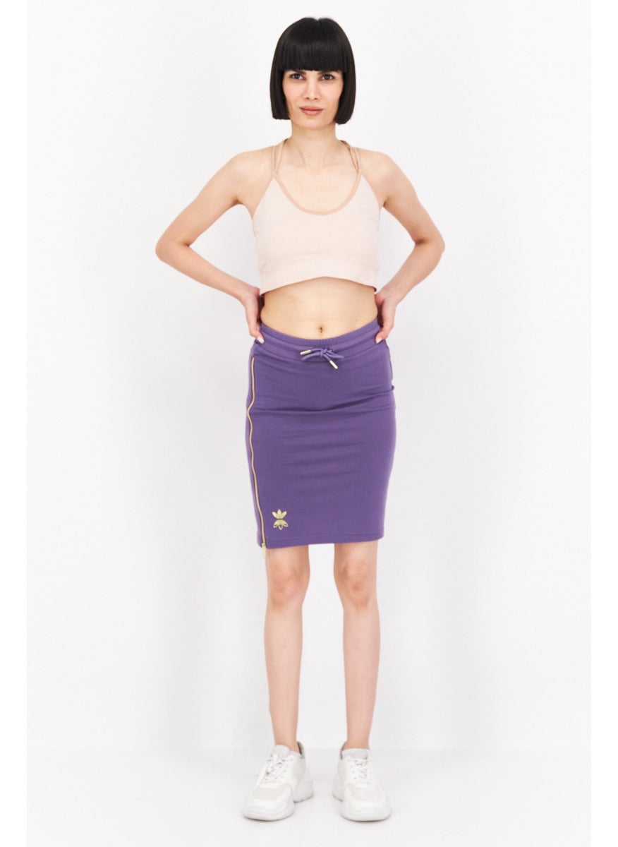 Women Sportswear Fit Drawstring Outdoor Mini Skirt, Purple