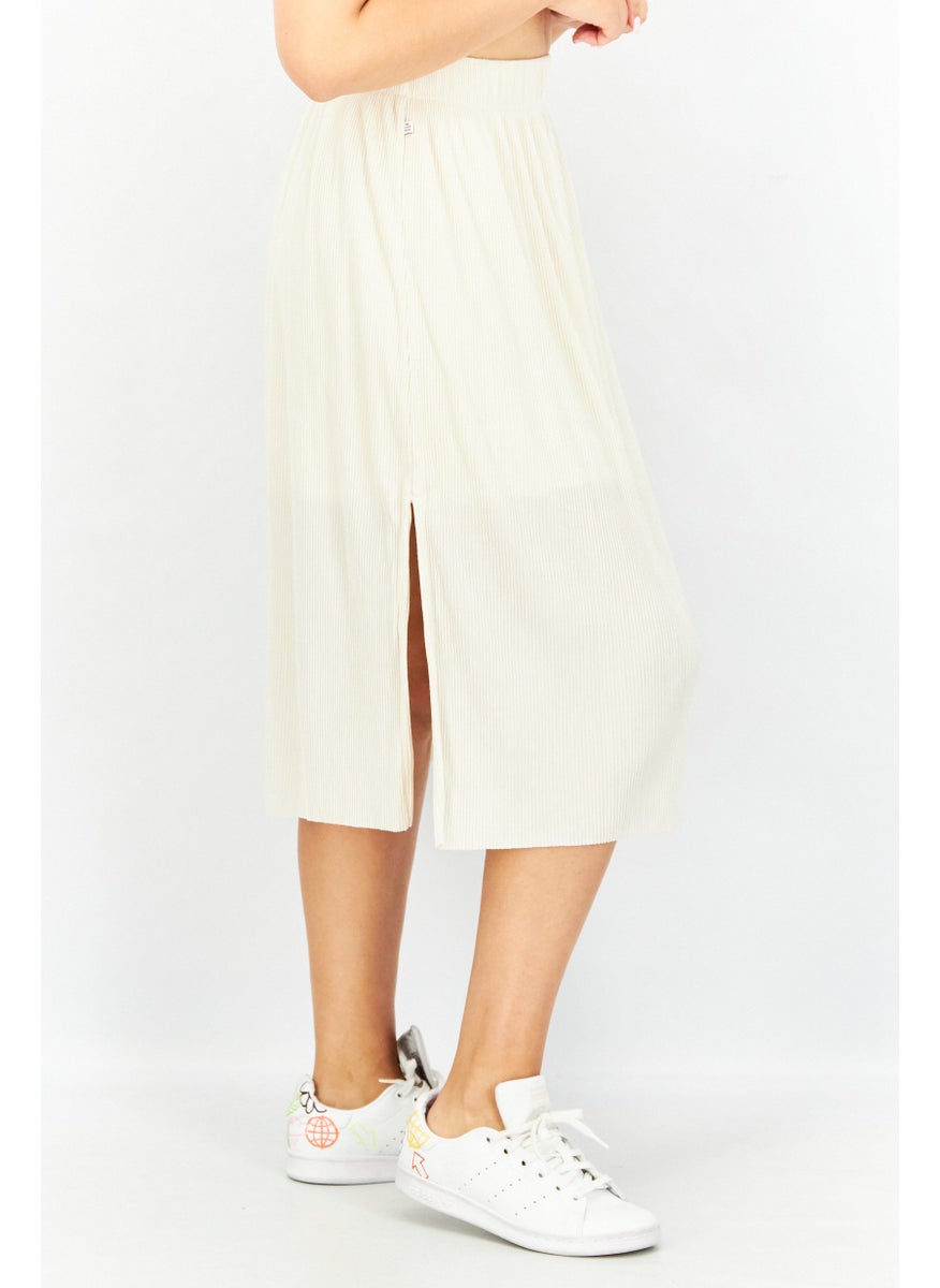 Women Sportswear Fit Embroidered Logo Midi Skirt, Cream