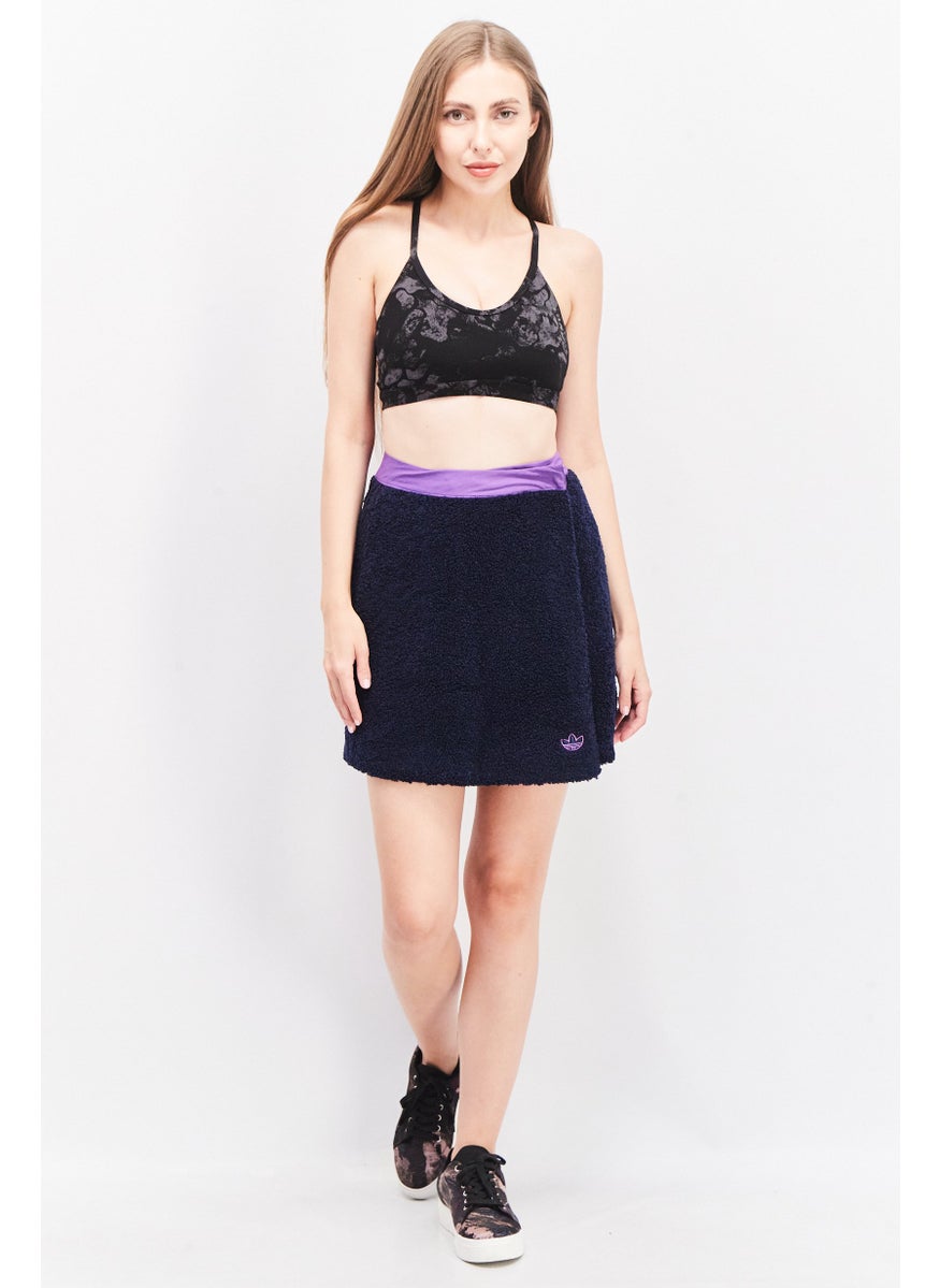 Women Sportswear Fit Textured Wrap Mini Skirt, Navy/Purple