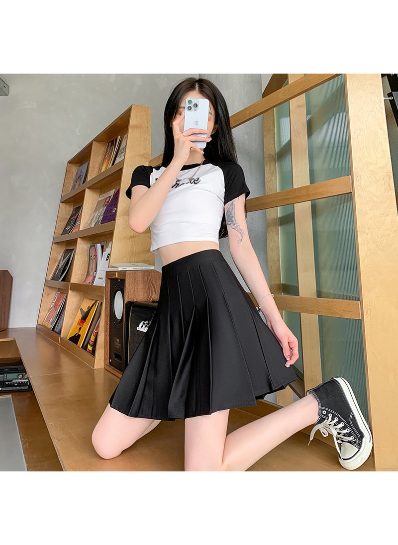 elastic waist skirt womens summer pocket pleated skirt autumn and winter 2024 new high waist slimming short skirt Coffee