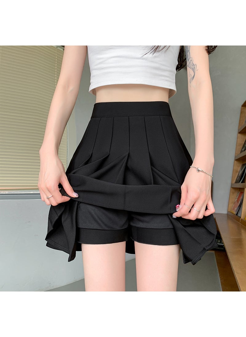 elastic waist skirt womens summer pocket pleated skirt autumn and winter 2024 new high waist slimming short skirt Coffee