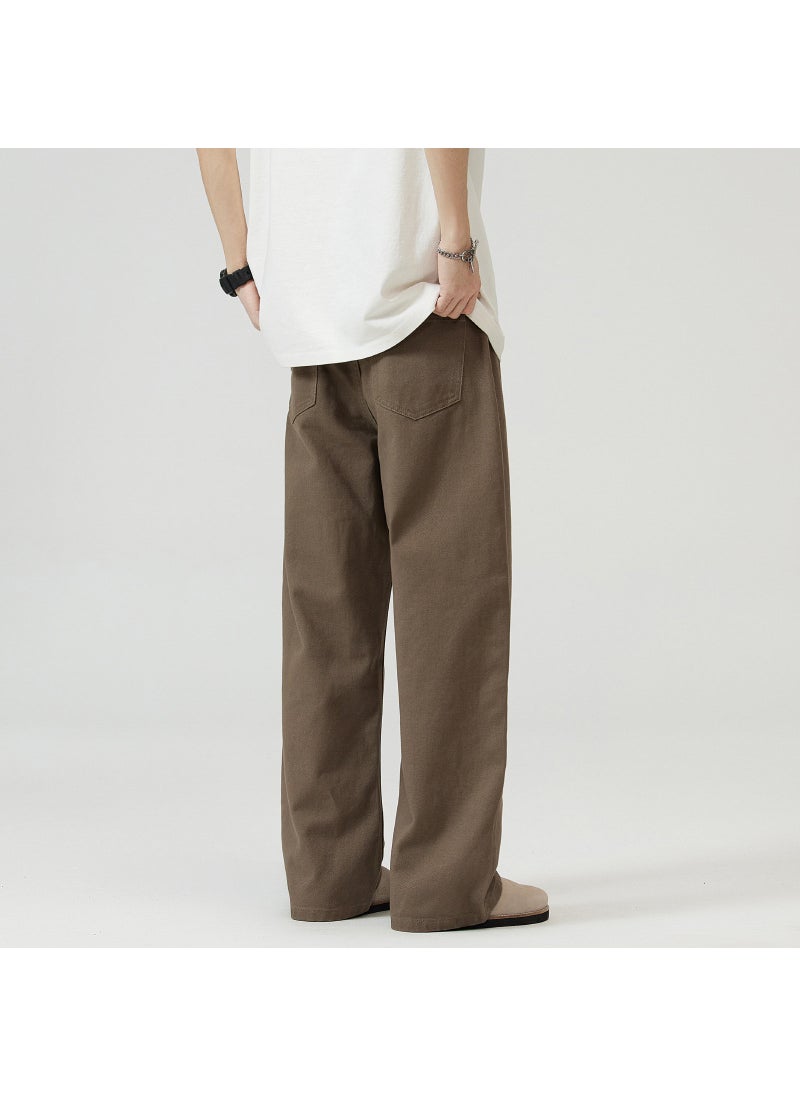 Minimalist Khaki Jeans 2024 Autumn Mens Casual Loose Fit White