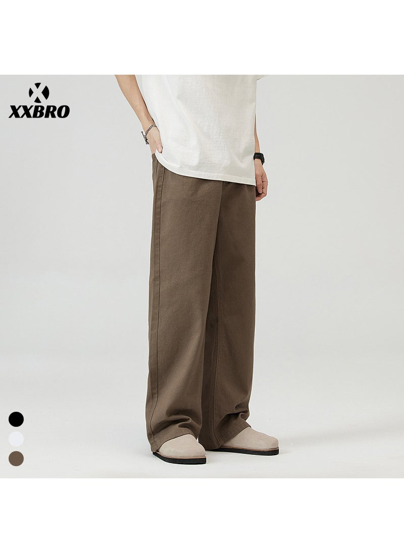 Minimalist Khaki Jeans 2024 Autumn Mens Casual Loose Fit White