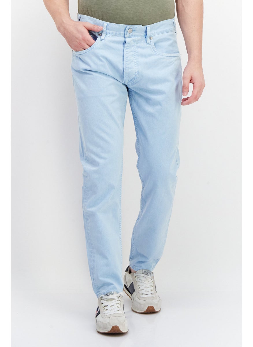 Men Relaxed Fit Plain Non-Stretchable Jeans, Light Blue