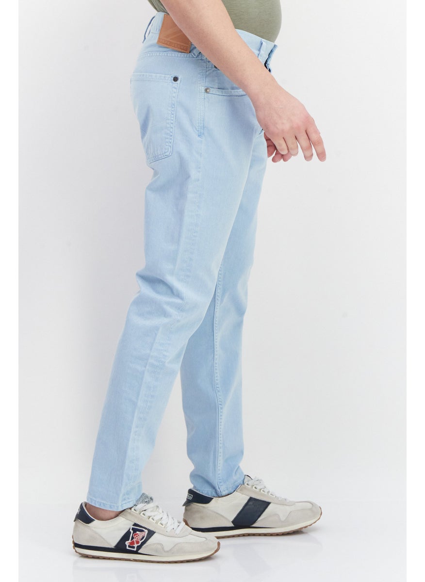 Men Relaxed Fit Plain Non-Stretchable Jeans, Light Blue