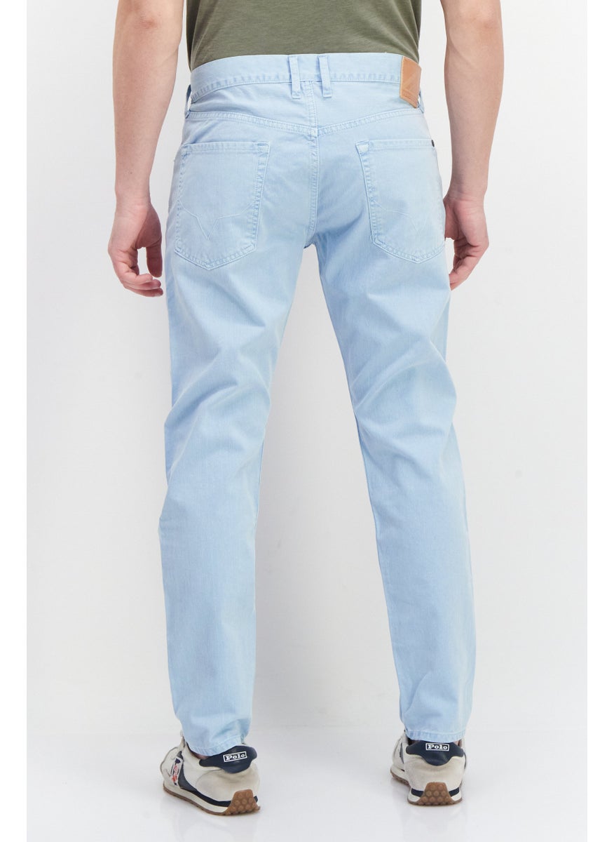 Men Relaxed Fit Plain Non-Stretchable Jeans, Light Blue