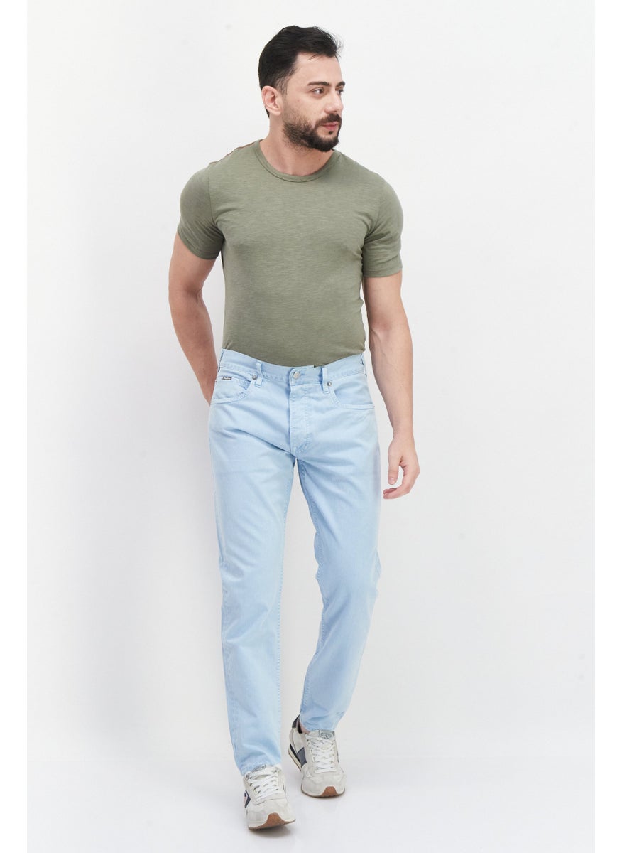 Men Relaxed Fit Plain Non-Stretchable Jeans, Light Blue