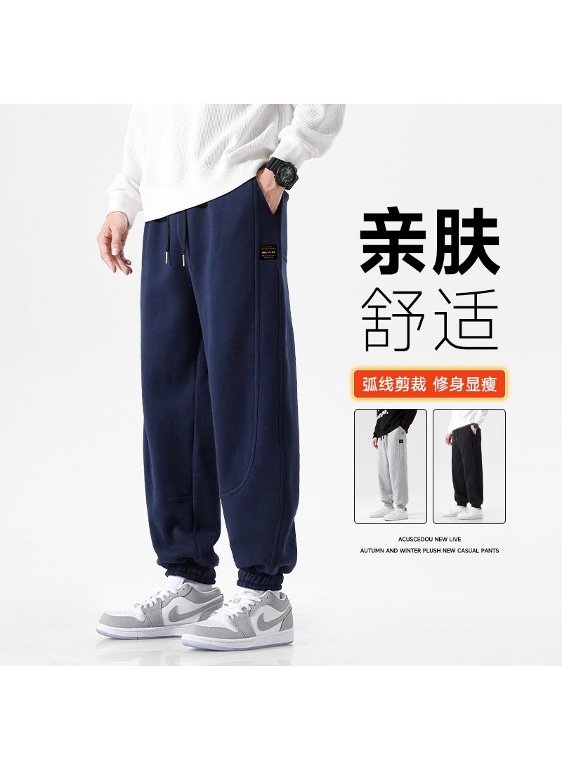 ACU Mens 2024 Fall Winter Casual Pants Breathable Slim Sweatpants Navy blue