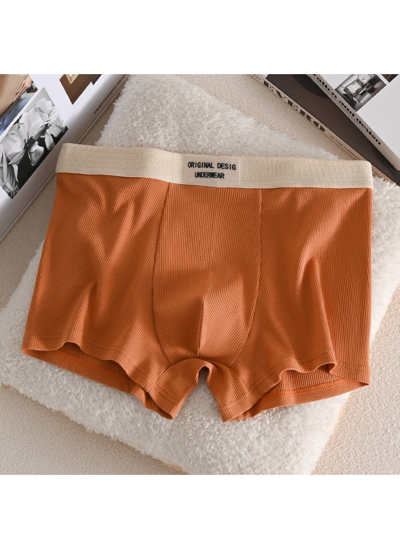 Mens Cotton Antibacterial Breathable BoxersOrange Orange