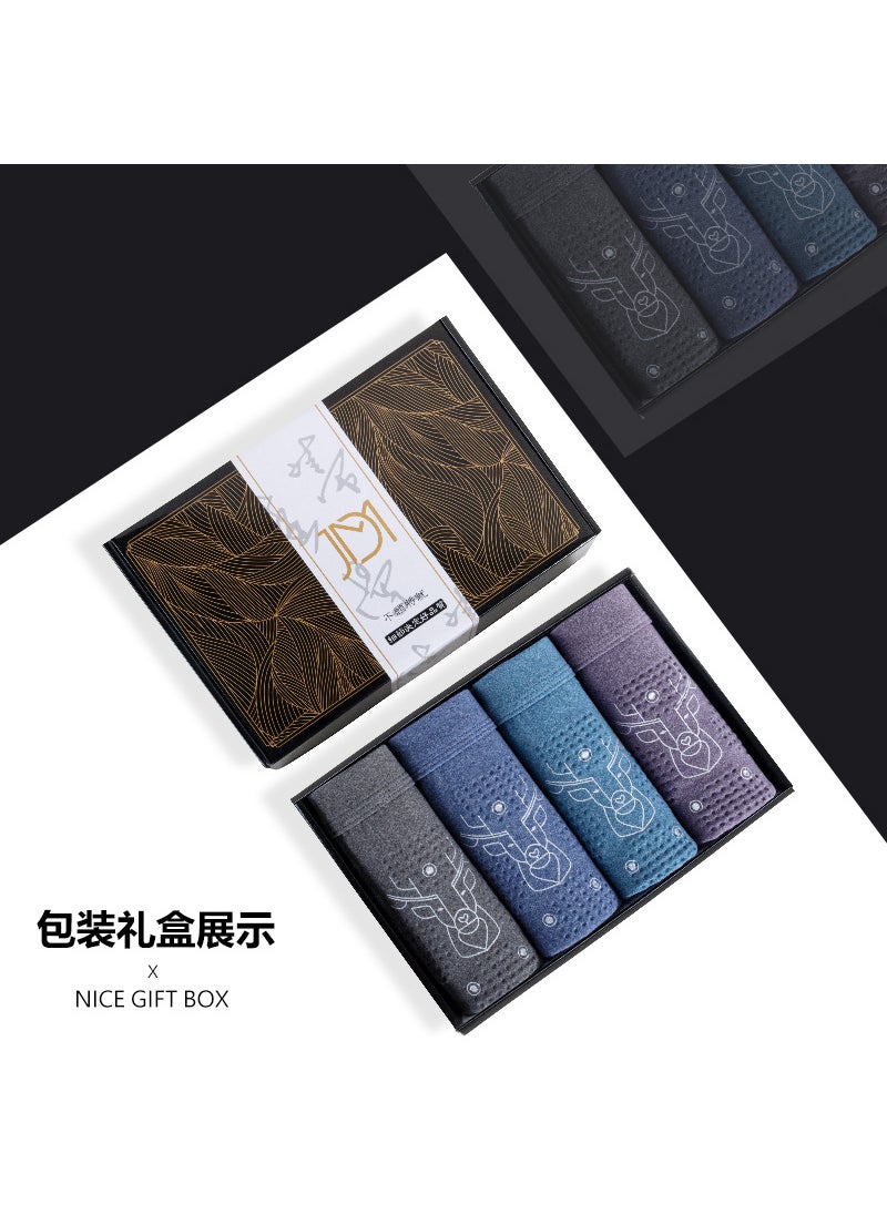 Autumn and Winter New Cationic Warm Fleece Mens Underwear 3D Massage Pouch Design Comfortable Breathable Boys Boxers Head[4/box]] [4/box]]