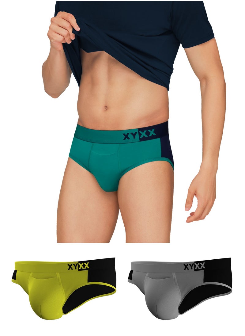 Pack of 3 Dualist Intellisoft Micro Modal Color Blocked Colorblock Men Brief