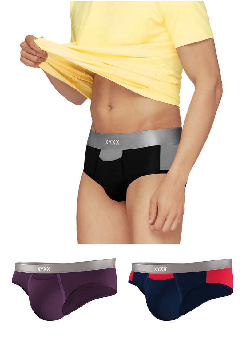 Pack of 3 Illuminati Intellisoft Micro Modal Color Blocked Solid Men Brief