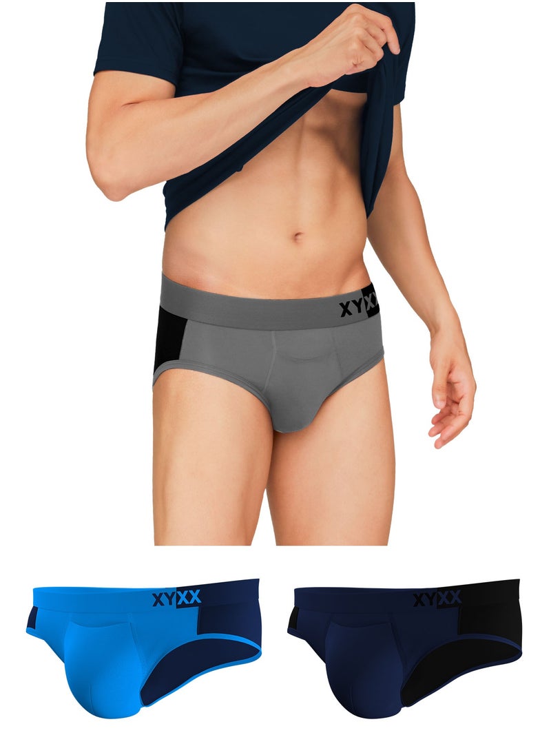 Pack of 3 Dualist Intellisoft Micro Modal Color Blocked Colorblock Men Brief