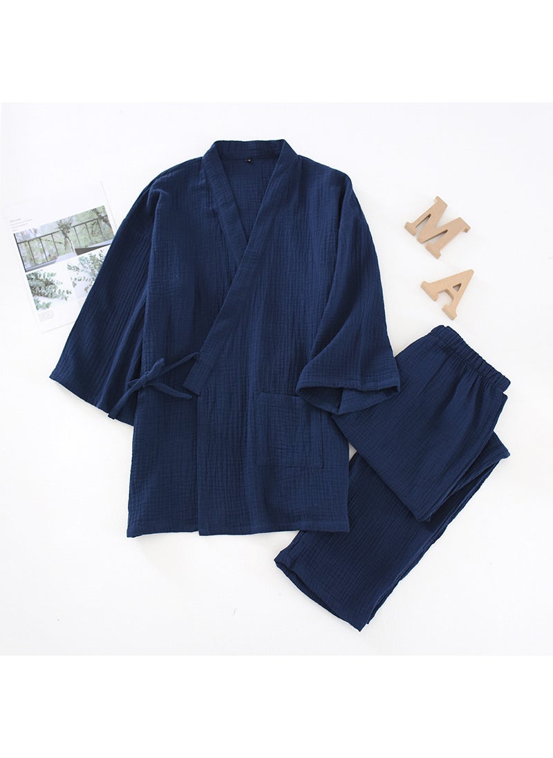 Couples Japanese Crinkle Loungewear Plus Size Sauna Pajamas SetMen's Crepe Long Kimono Men's Crepe Long Kimono