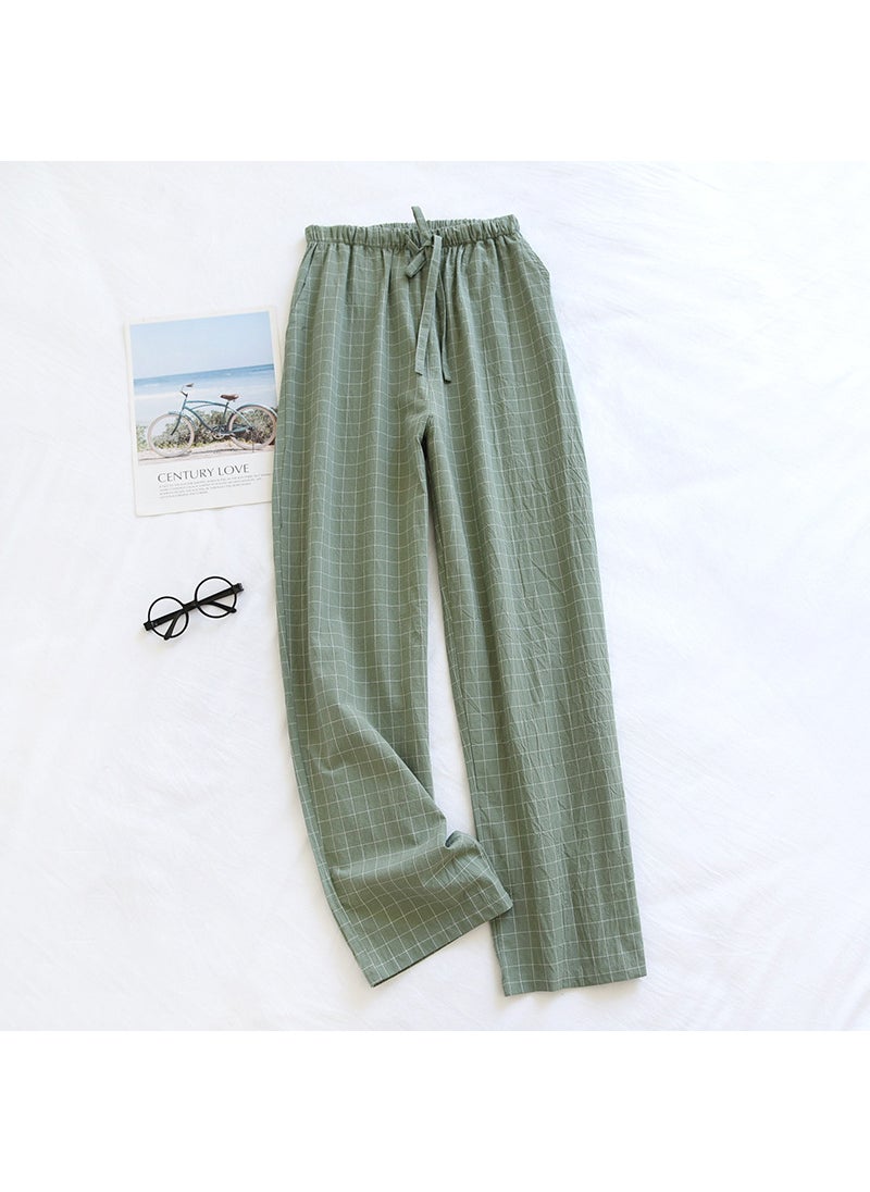 Couples Cotton Lounge Pants Plaid Thin Summer PajamasMen's Green-Single Pair Pants Men's Green-Single Pair Pants