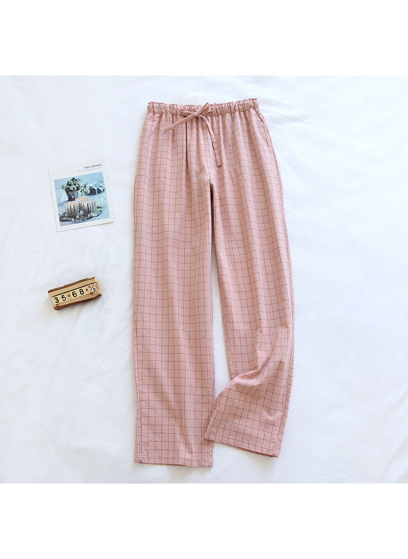 Couples Cotton Lounge Pants Plaid Thin Summer PajamasWomen's Pink-Single Plaid Pants Women's Pink-Single Plaid Pants