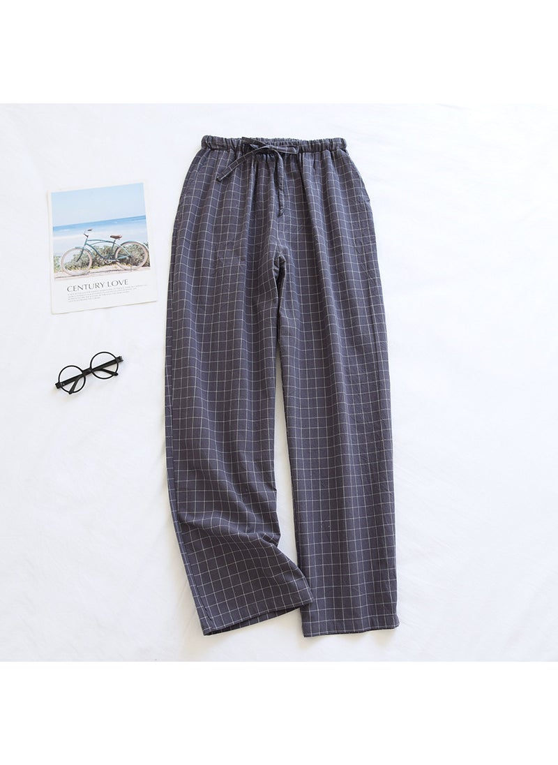 Couples Cotton Lounge Pants Plaid Thin Summer PajamasMen's Grey-Single Plaid Pants Men's Grey-Single Plaid Pants