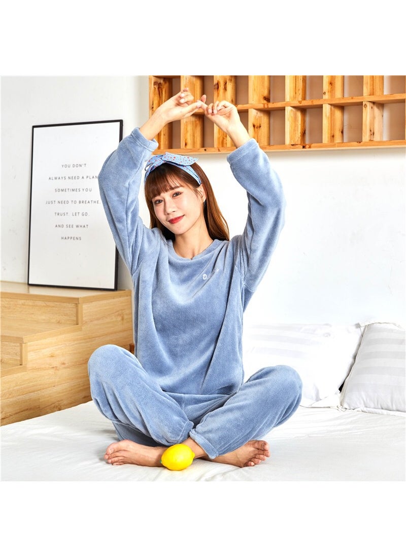 2021 Autumn Winter Coral Fleece Loungewear SetOxygen blue suit Oxygen blue suit