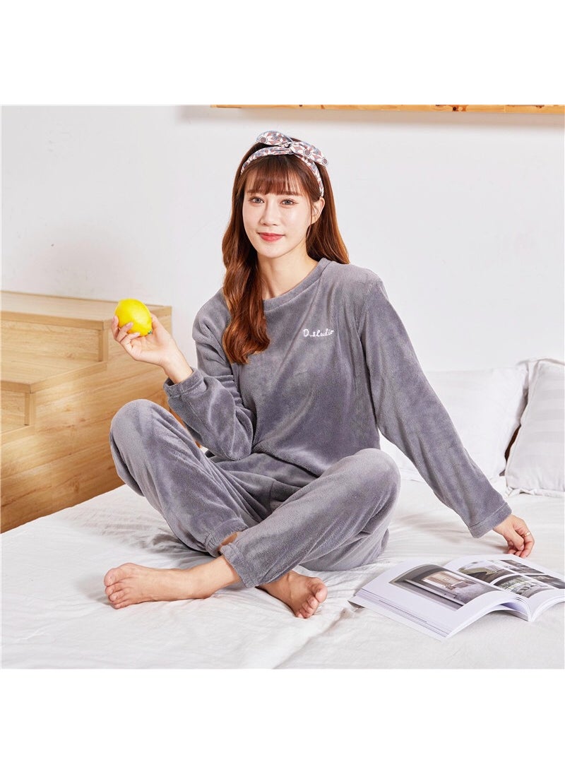 2021 Autumn Winter Coral Fleece Loungewear SetCat gray suit Cat gray suit