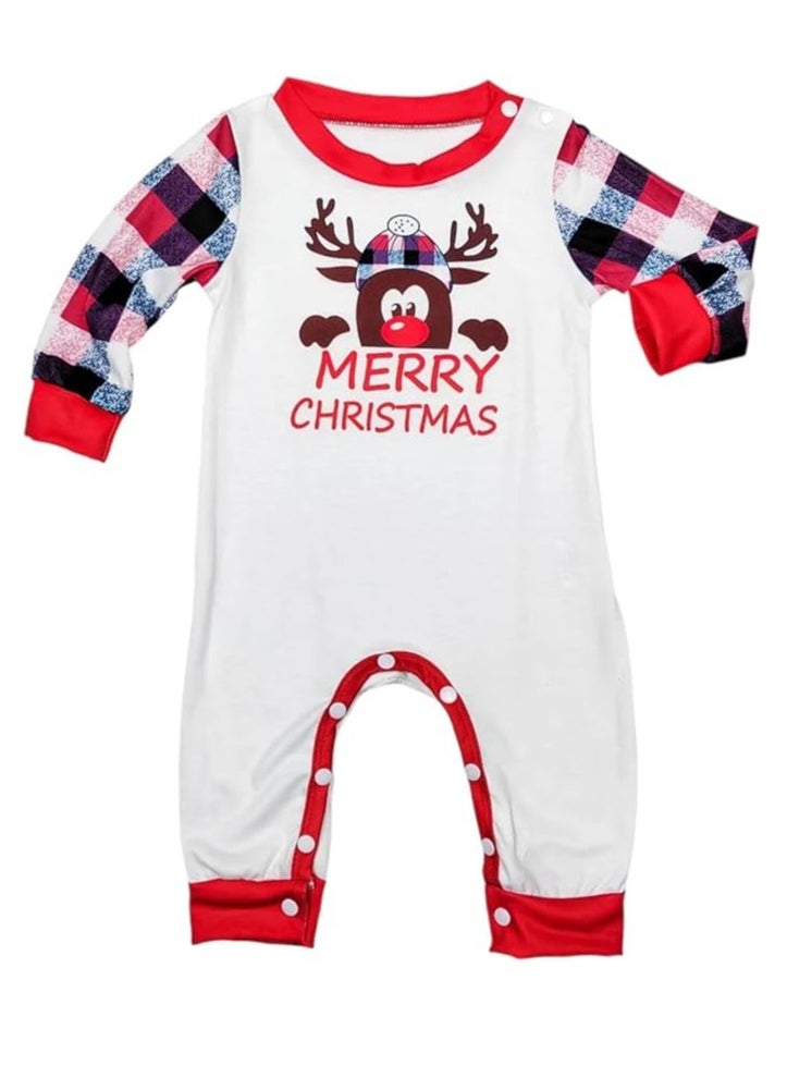 Merry Christmas Pajama Family Set | White T-shirt & Red Plaid Pants Sleepwear | Holiday PJs for Men | Festive Christmas Sleepwear for Christmas Morning & Relaxation