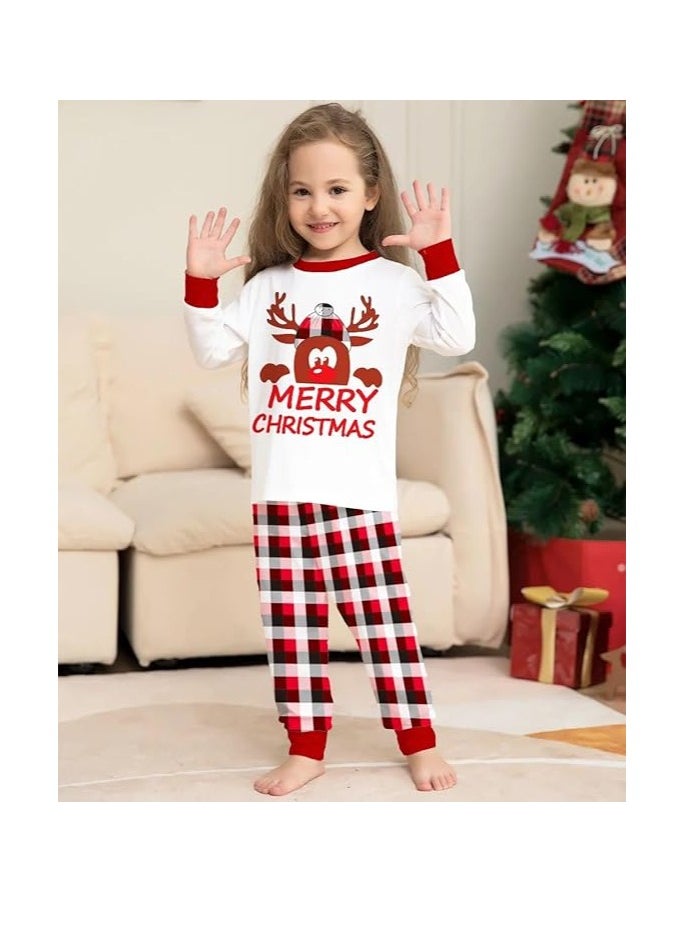 Merry Christmas Pajama Family Set | White T-shirt & Red Plaid Pants Sleepwear | Holiday PJs for Men | Festive Christmas Sleepwear for Christmas Morning & Relaxation