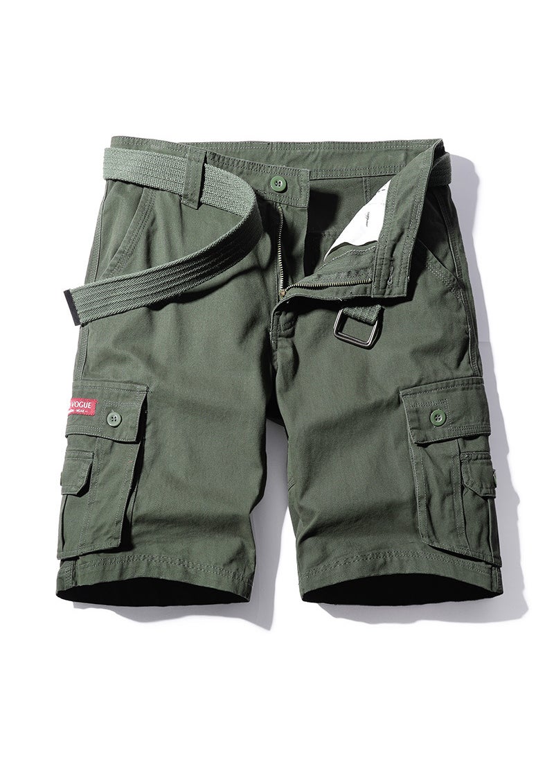 2021 Mens Cargo Shorts Pure Cotton Summer Army Green