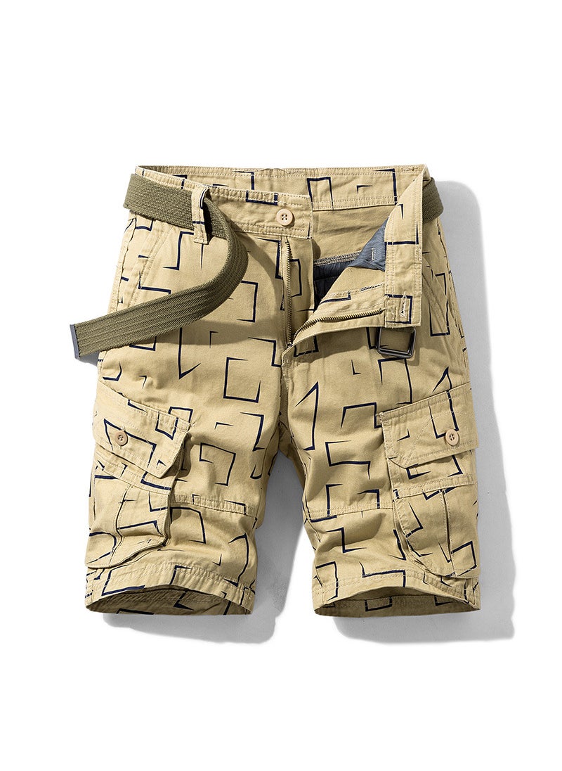 2024 Summer Mens Cargo Shorts Casual Straight-Leg Grey