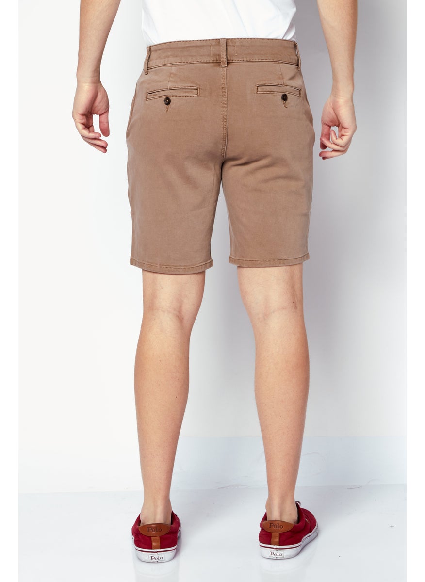 Men Solid Basis Short, Dark Beige