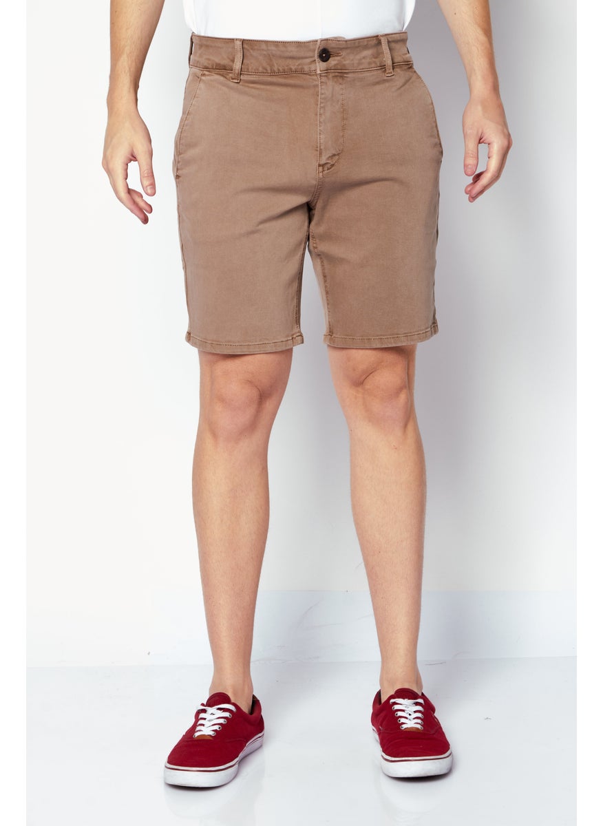 Men Solid Basis Short, Dark Beige