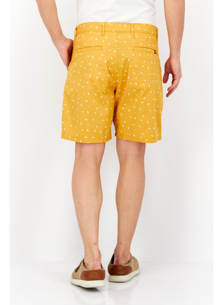 Men Allover Print Basic Short, Mustard