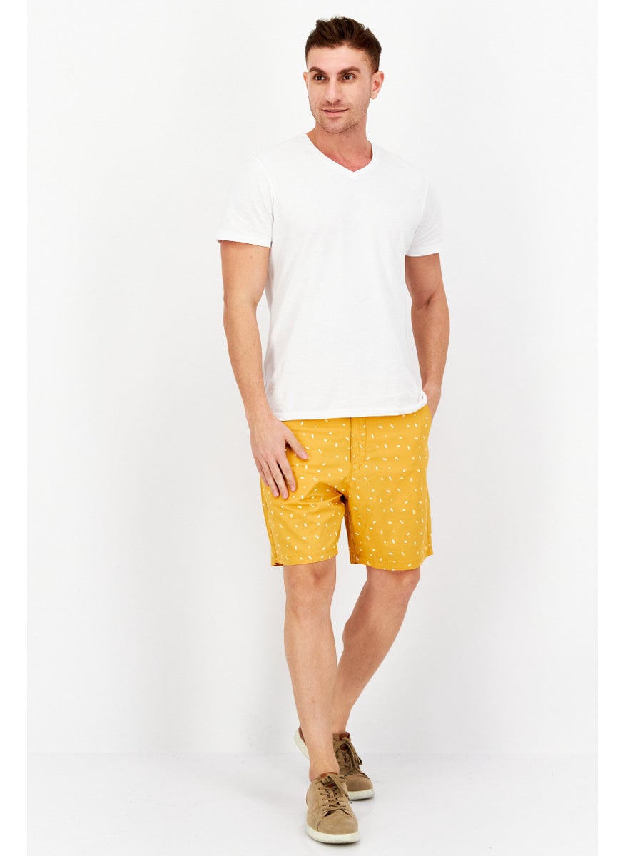 Men Allover Print Basic Short, Mustard