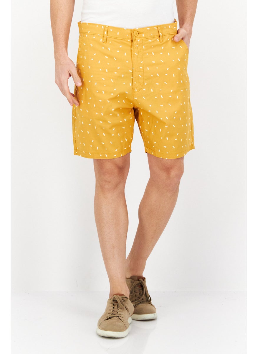 Men Allover Print Basic Short, Mustard