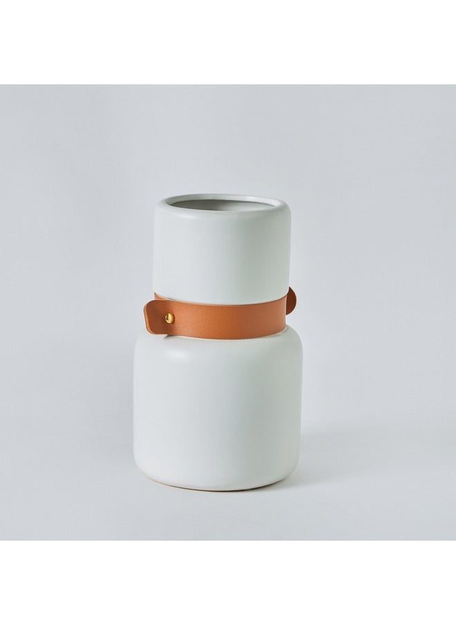 Tilden Ceramic Vase with PU Band 14 x 14 x 23.5 cm