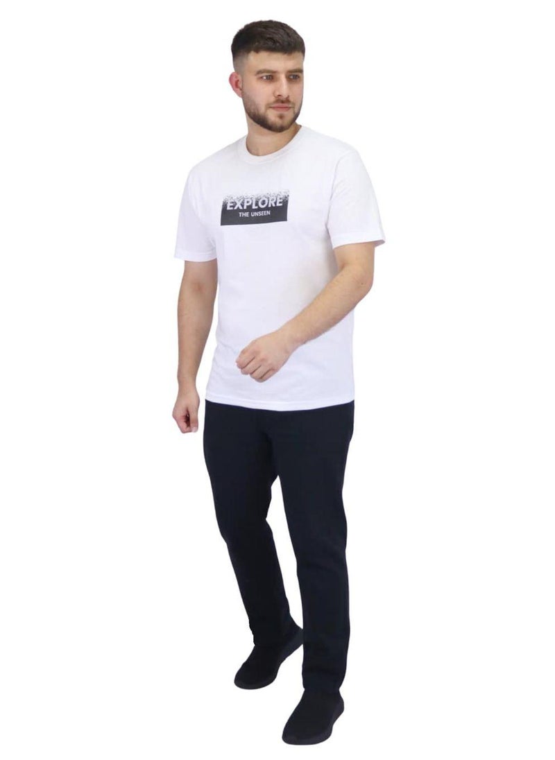 Men's Cotton Jersey Crew Neck  Slim Fit Message Print Tee