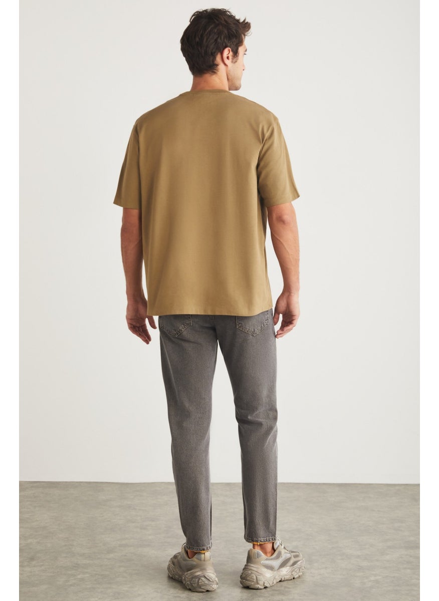 Blas Men's Crew Neck Cotton Camel T-Shirt