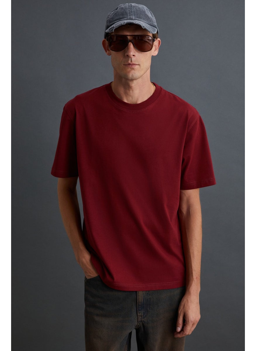 Solo Men's Comfort Fit Thick Textured Burgundy T-Shirt