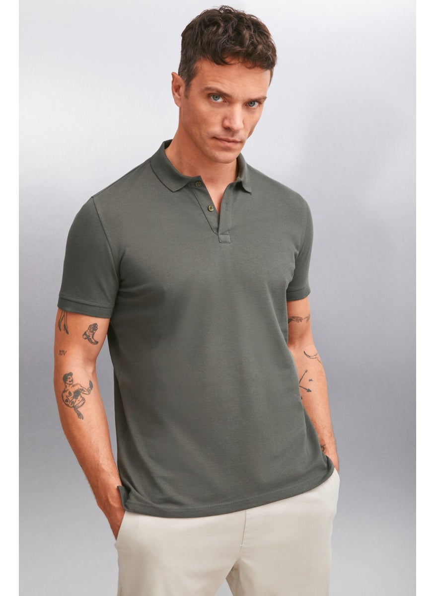 Foret Men's 100% Cotton Short Sleeve Regular Fit Khaki Polo Neck T-Shirt