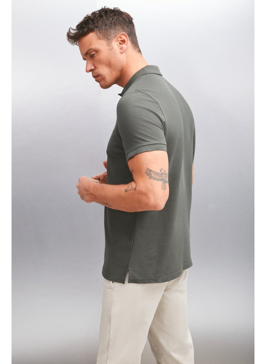 Foret Men's 100% Cotton Short Sleeve Regular Fit Khaki Polo Neck T-Shirt