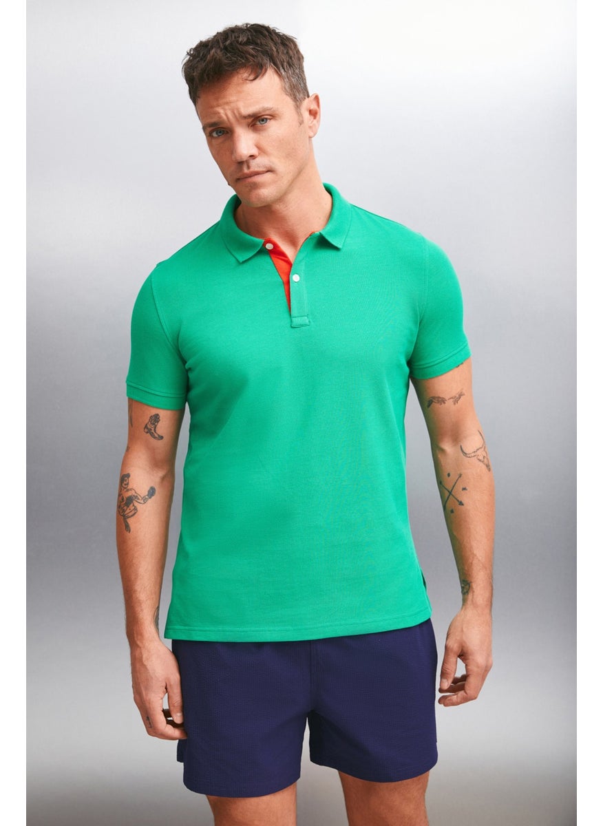 Mathew Men's Green Polo Neck T-Shirt