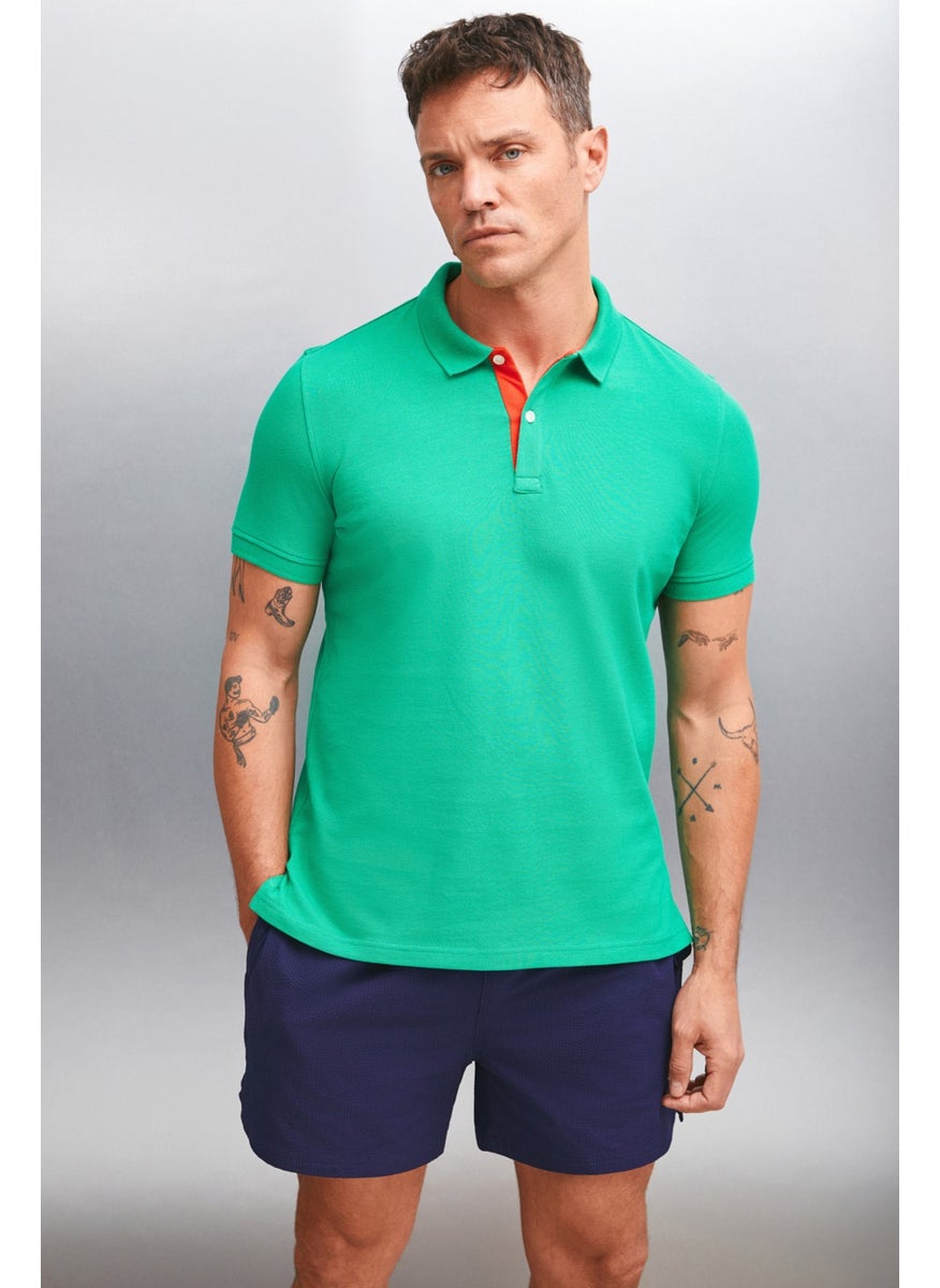 Mathew Men's Green Polo Neck T-Shirt