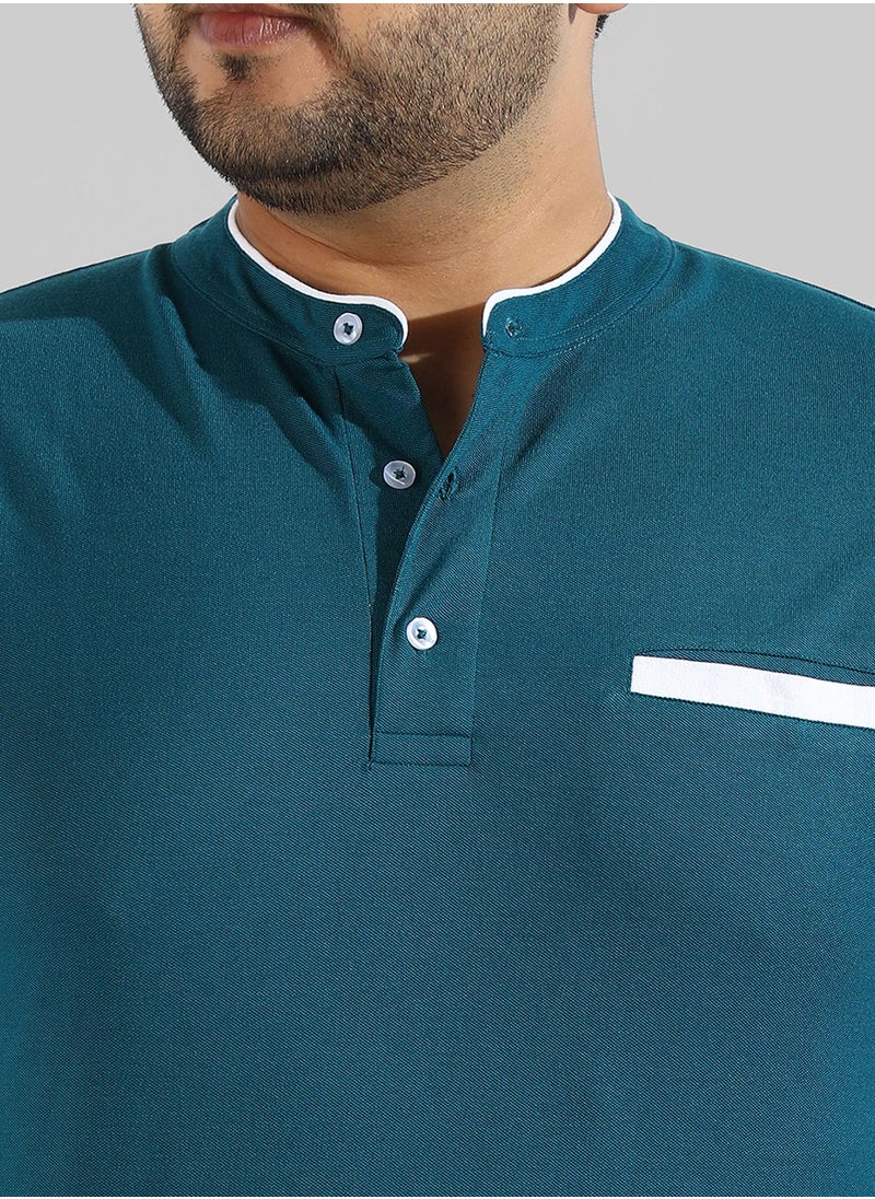 Men's Solid Blue Regular Fit Casual T-Shirt
