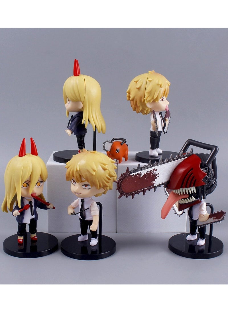 Set of 6 Anime Chainsaw Man Action Figure Height 11cm, Pochita Figure, Collectible Model Statue Figure Toy, High Quality Cartoon Figure Toy Suitable For Car and Table Decoration