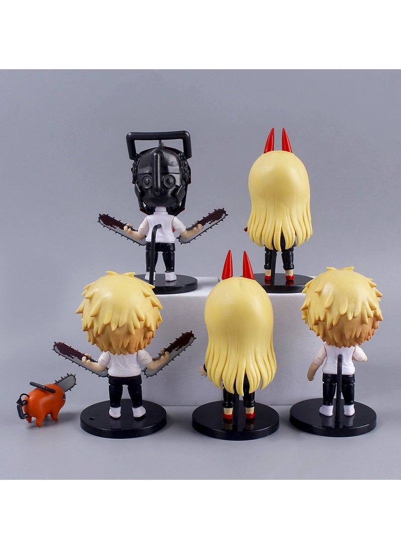 Set of 6 Anime Chainsaw Man Action Figure Height 11cm, Pochita Figure, Collectible Model Statue Figure Toy, High Quality Cartoon Figure Toy Suitable For Car and Table Decoration